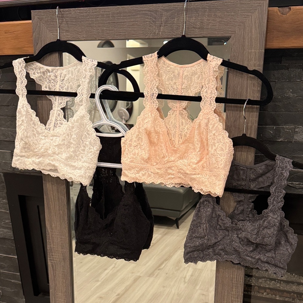 Lace Bralette Set - White, Pink, Black, Gray